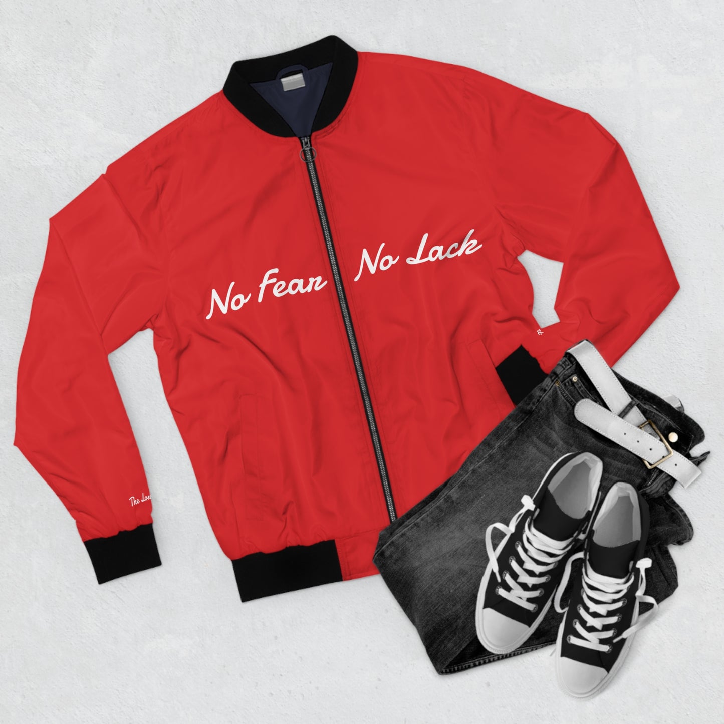 No Fear, No Lack Red Bomber Jacket