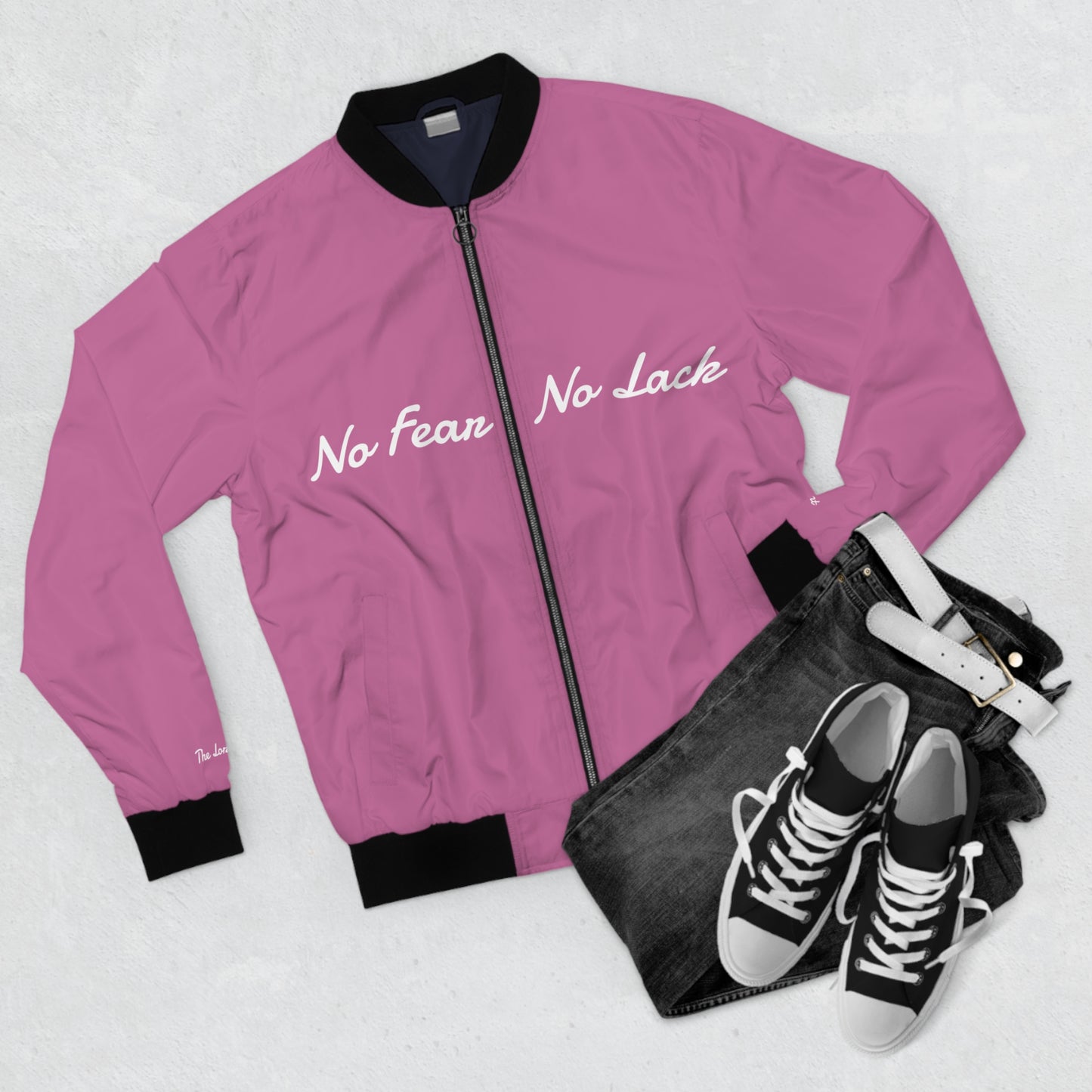 No Fear No Lack Pink Bomber Jacket