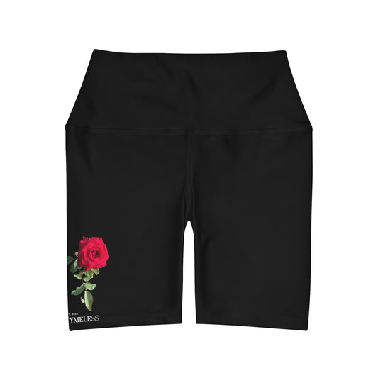 TymeLess Red Rose Women High Waisted Biker Shorts