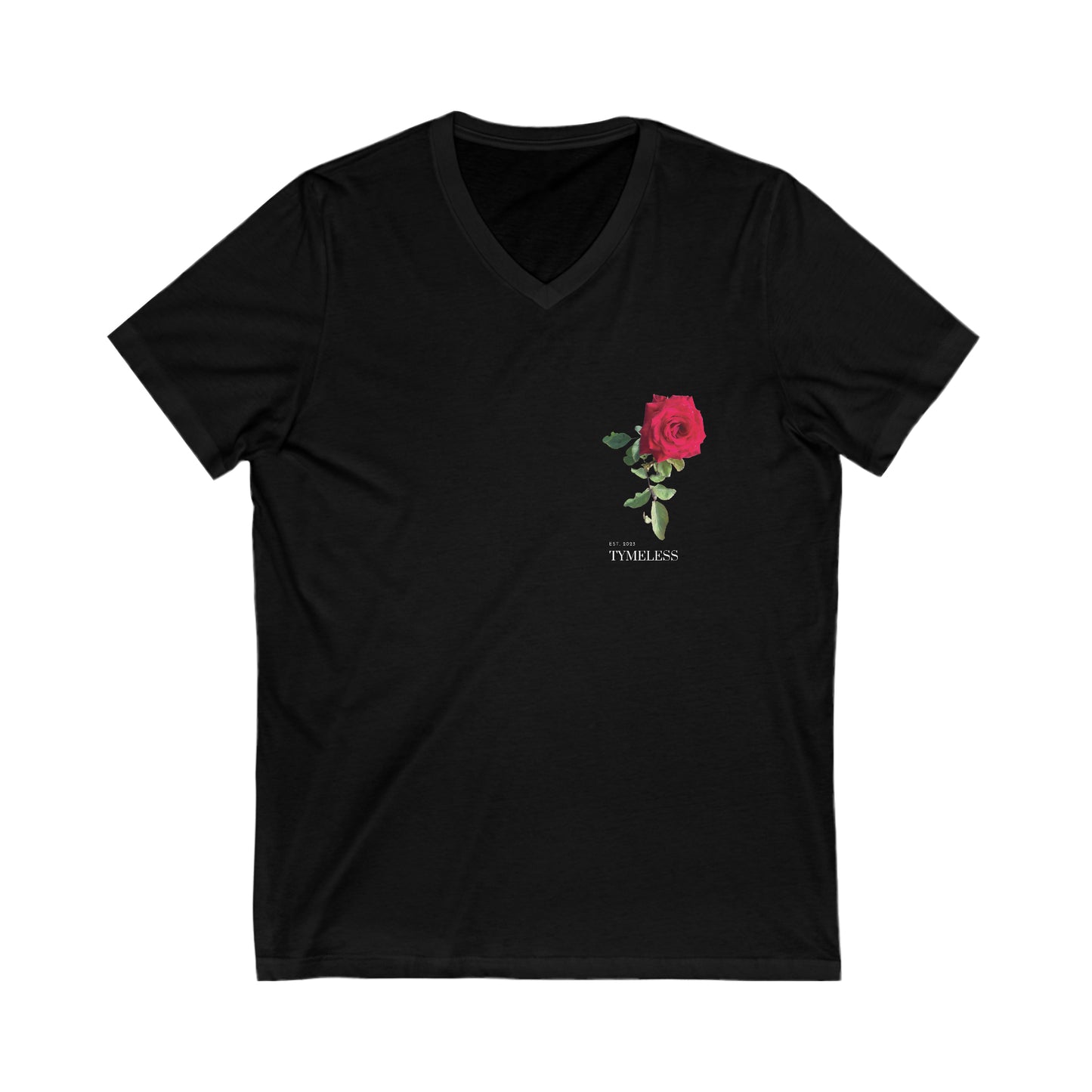 TymeLess Red Rose Men's Short Sleeve V-Neck Tee