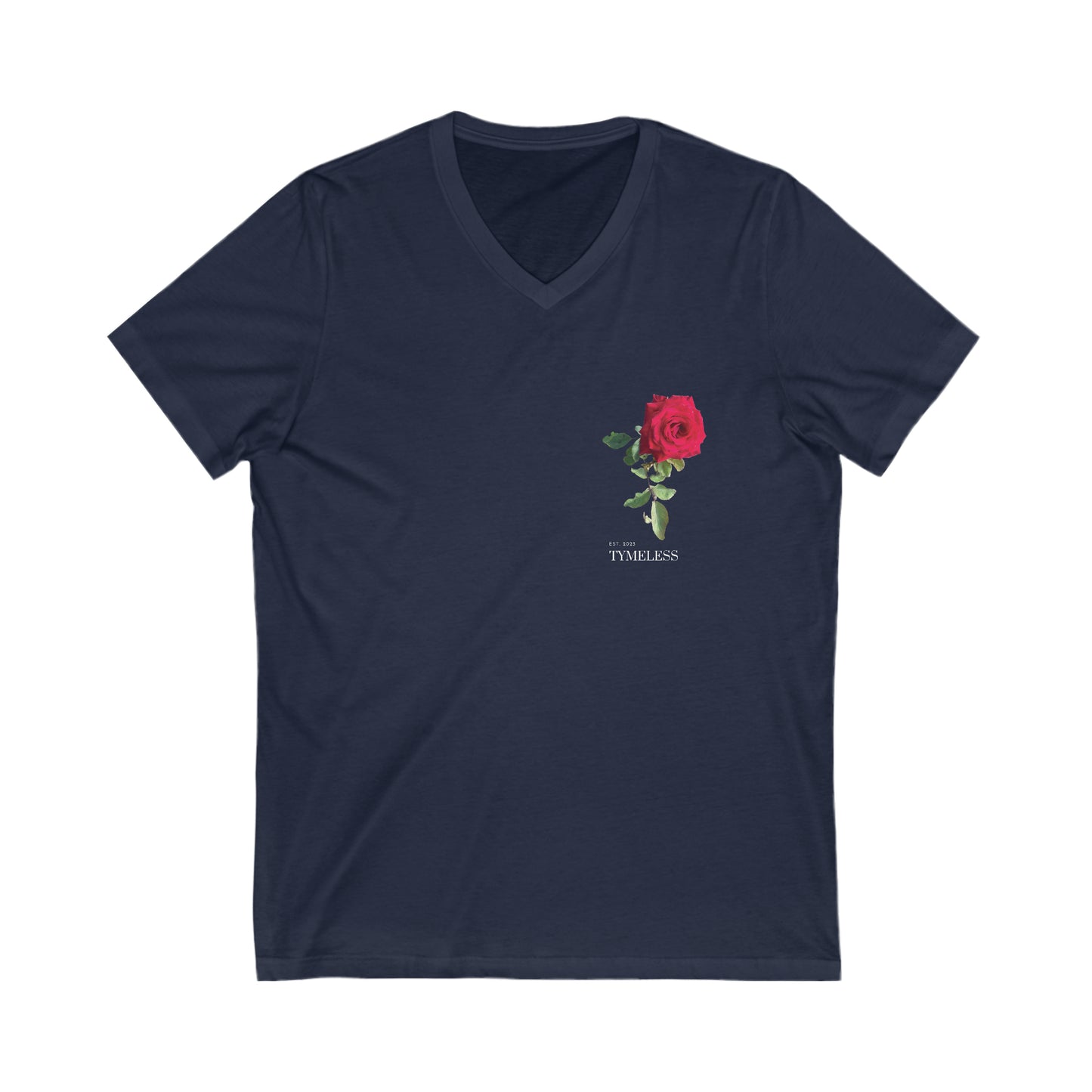 TymeLess Red Rose Men's Short Sleeve V-Neck Tee