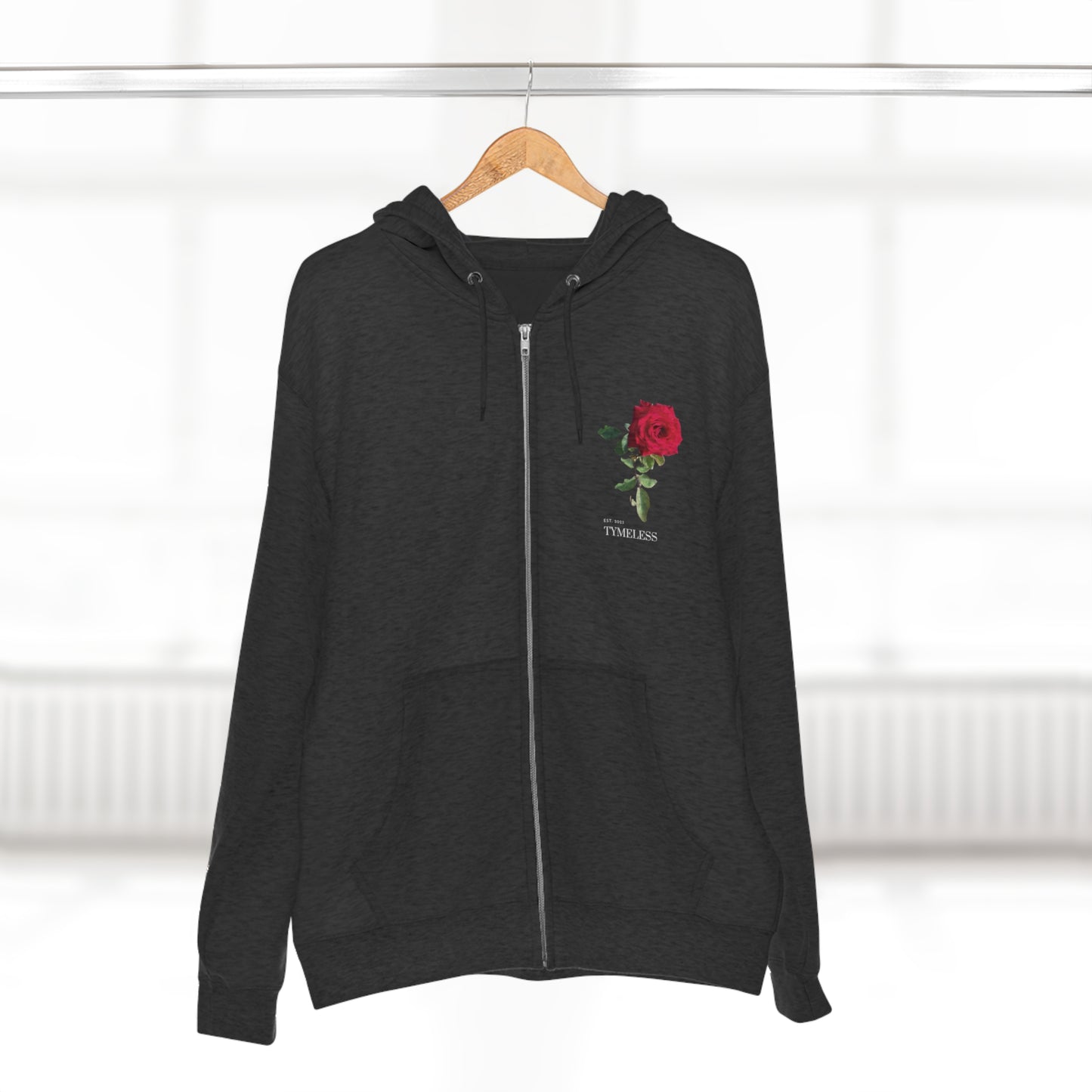 TymeLess Red Rose Men's Premium Zip Hoodie