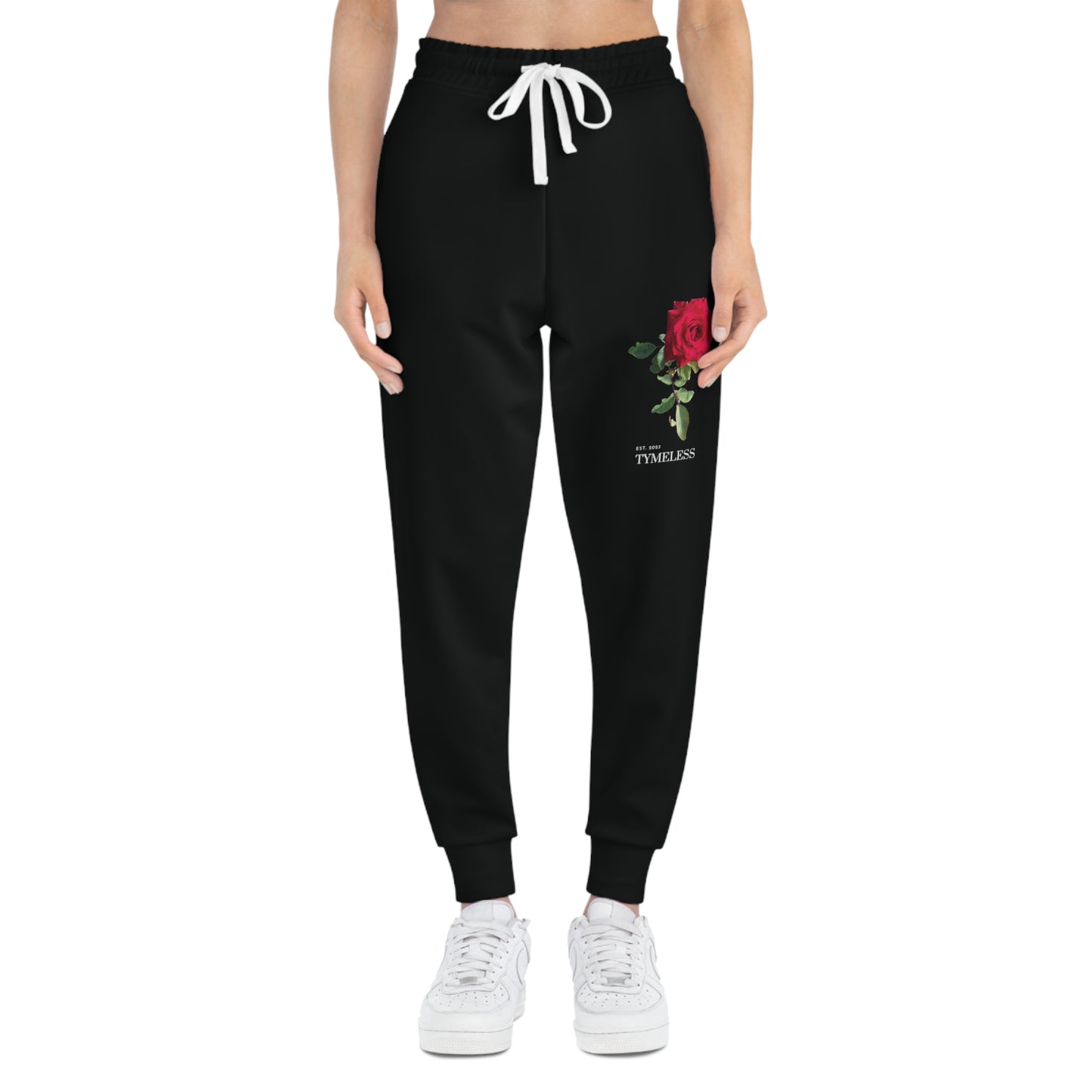 TymeLess Black Red Rose Women Joggers