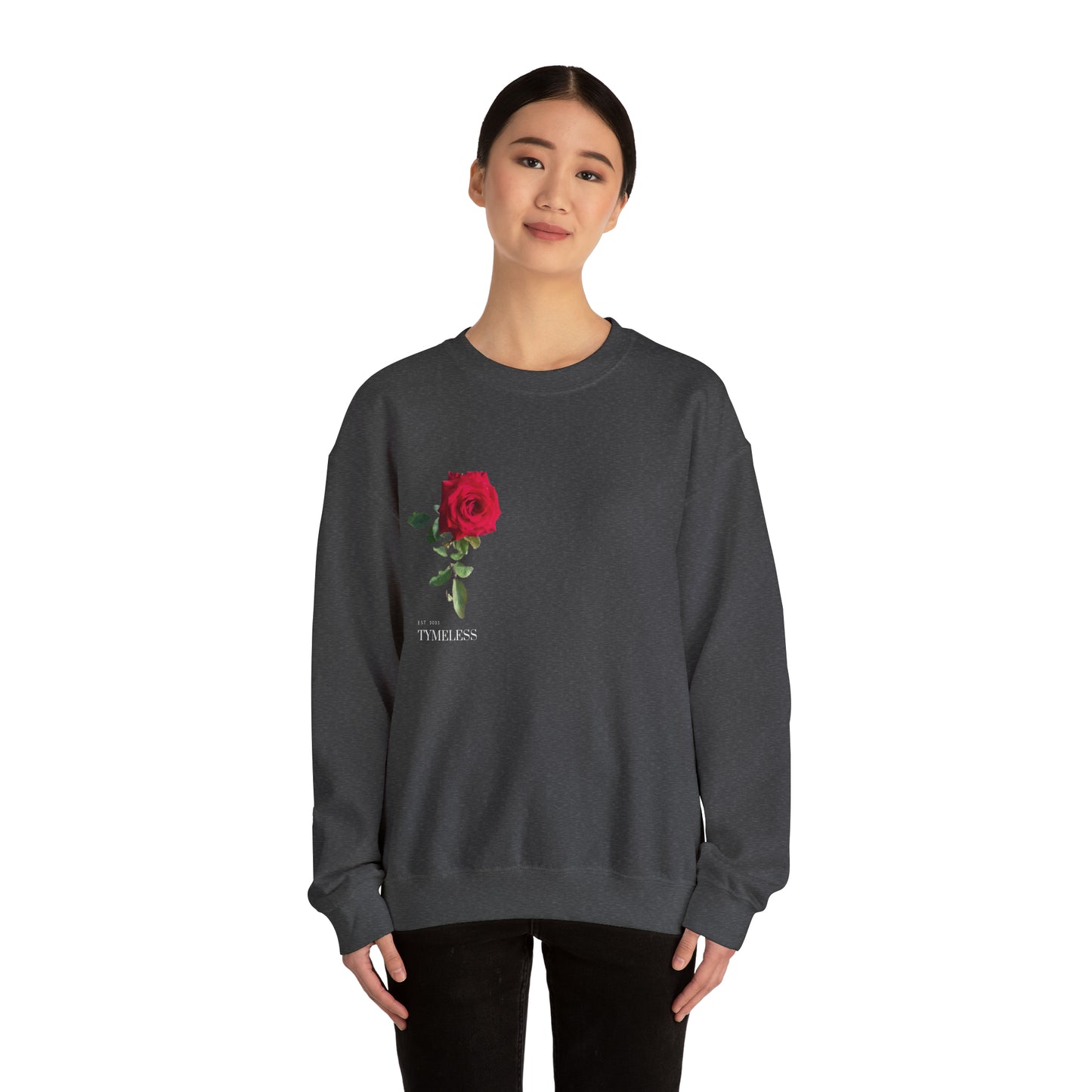 TYME LESS : Red Rose Women Crewneck Sweatshirt