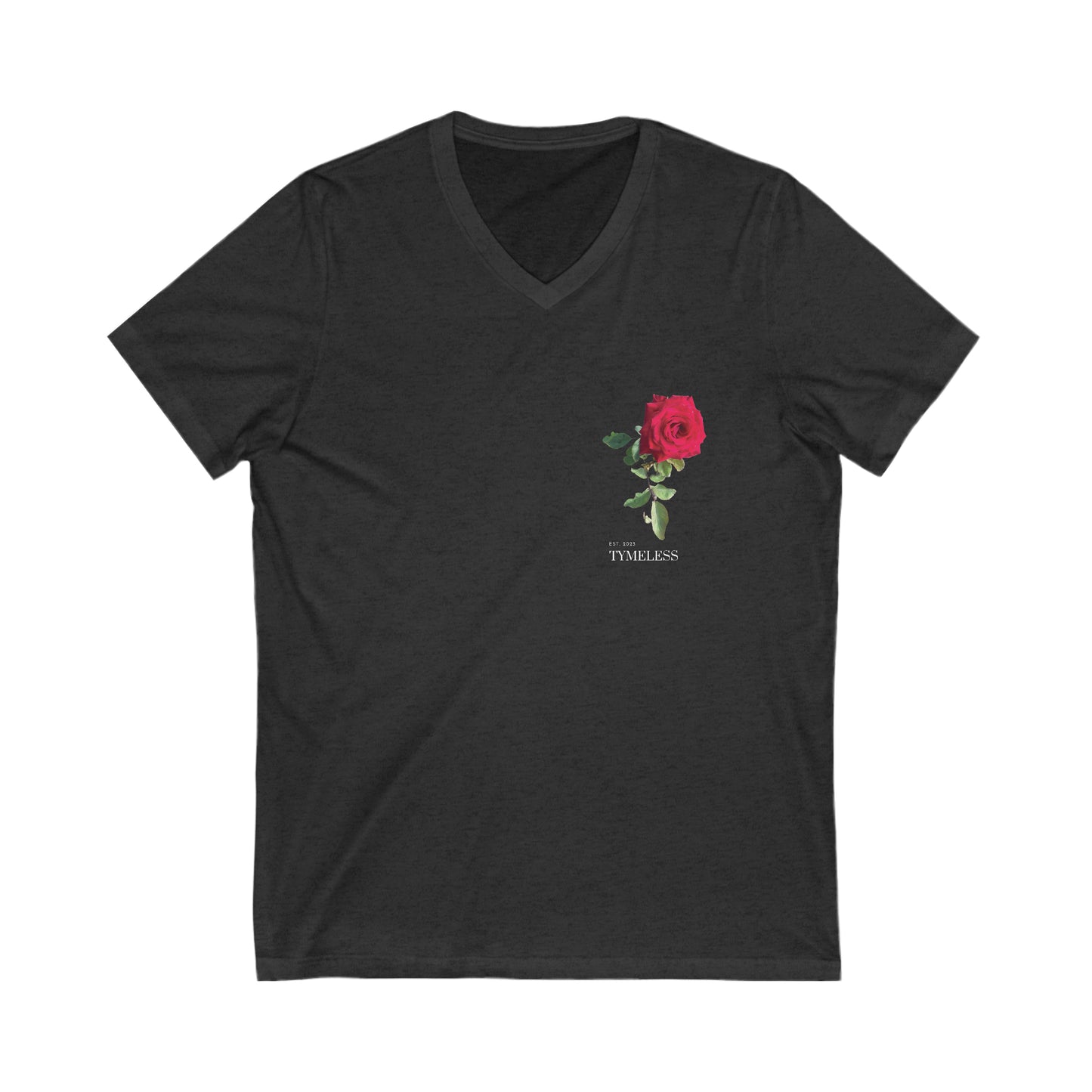 TymeLess Red Rose Men's Short Sleeve V-Neck Tee