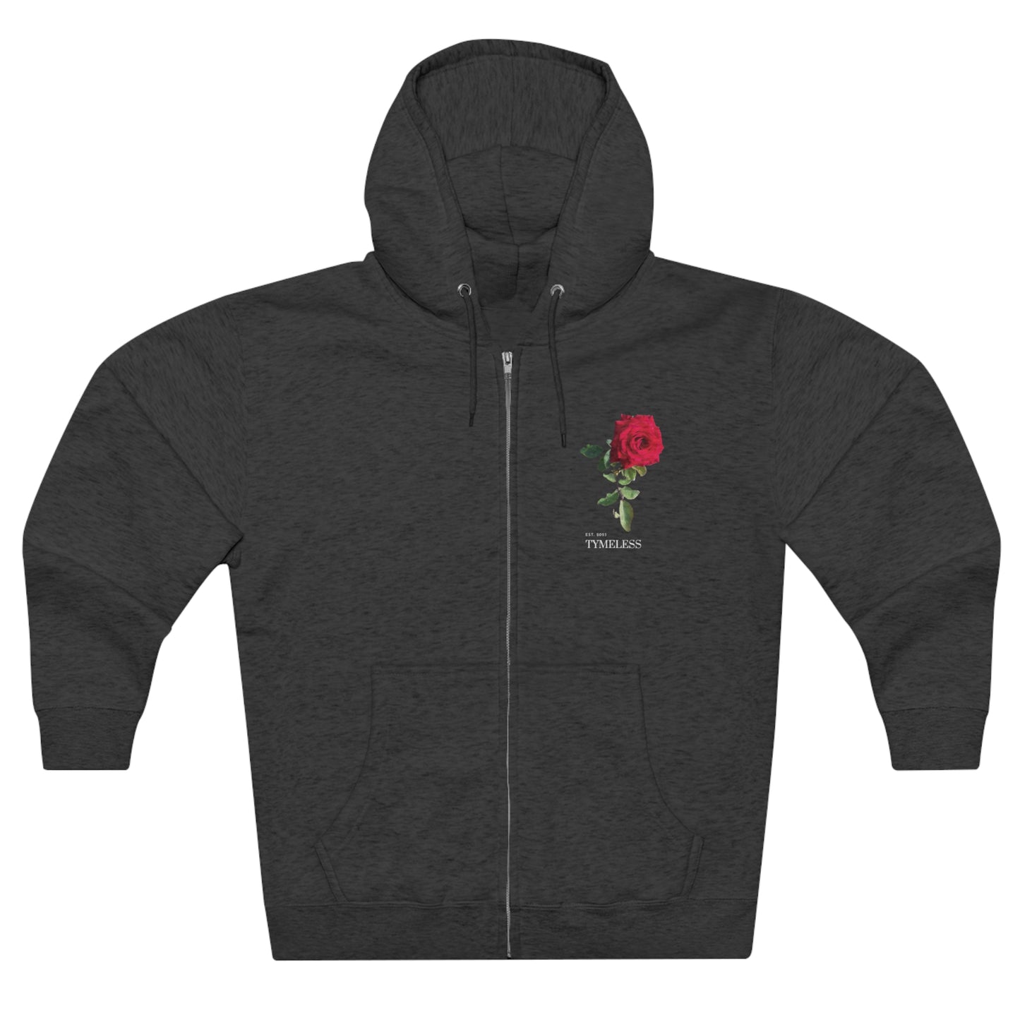 TymeLess Red Rose Men's Premium Zip Hoodie