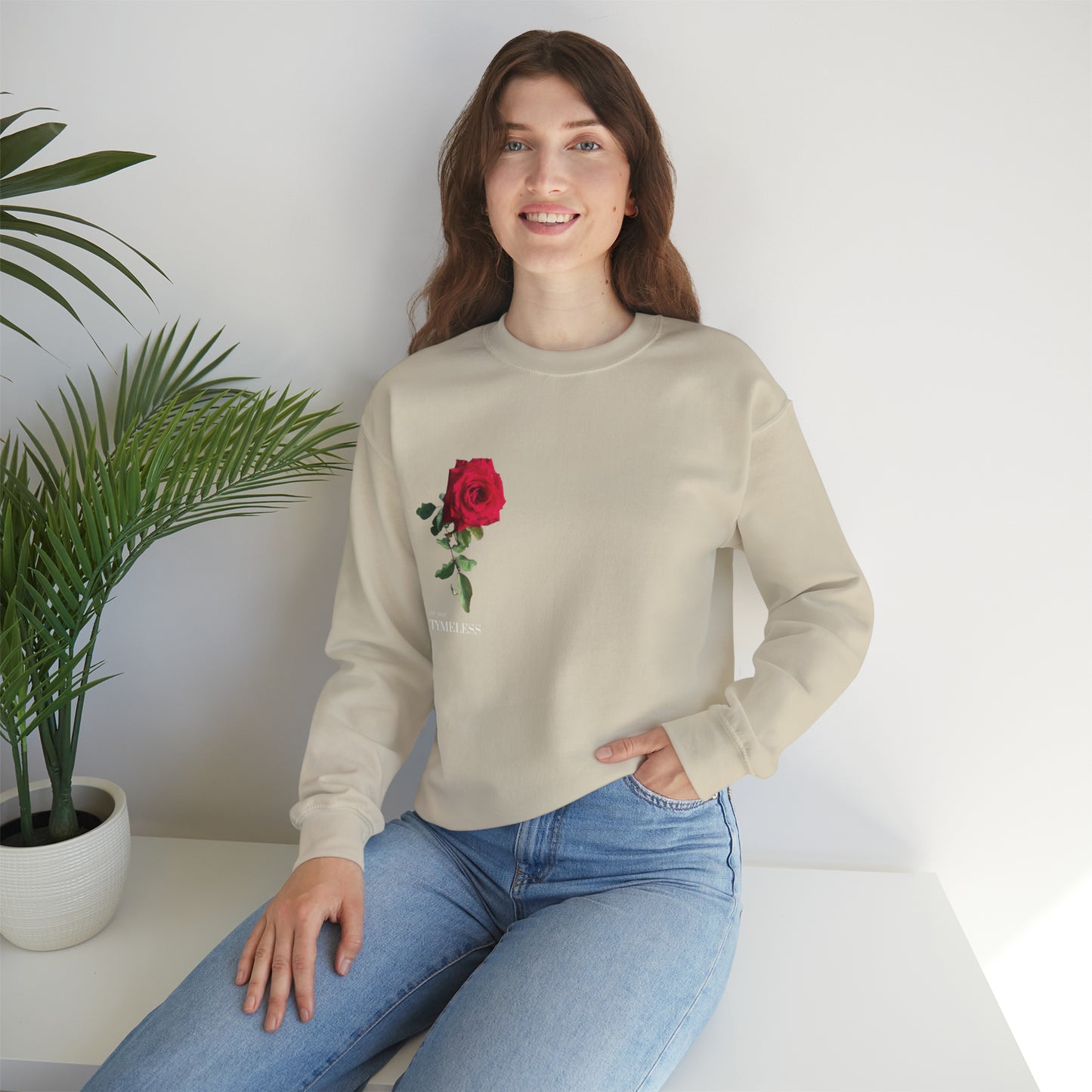 TYME LESS : Red Rose Women Crewneck Sweatshirt