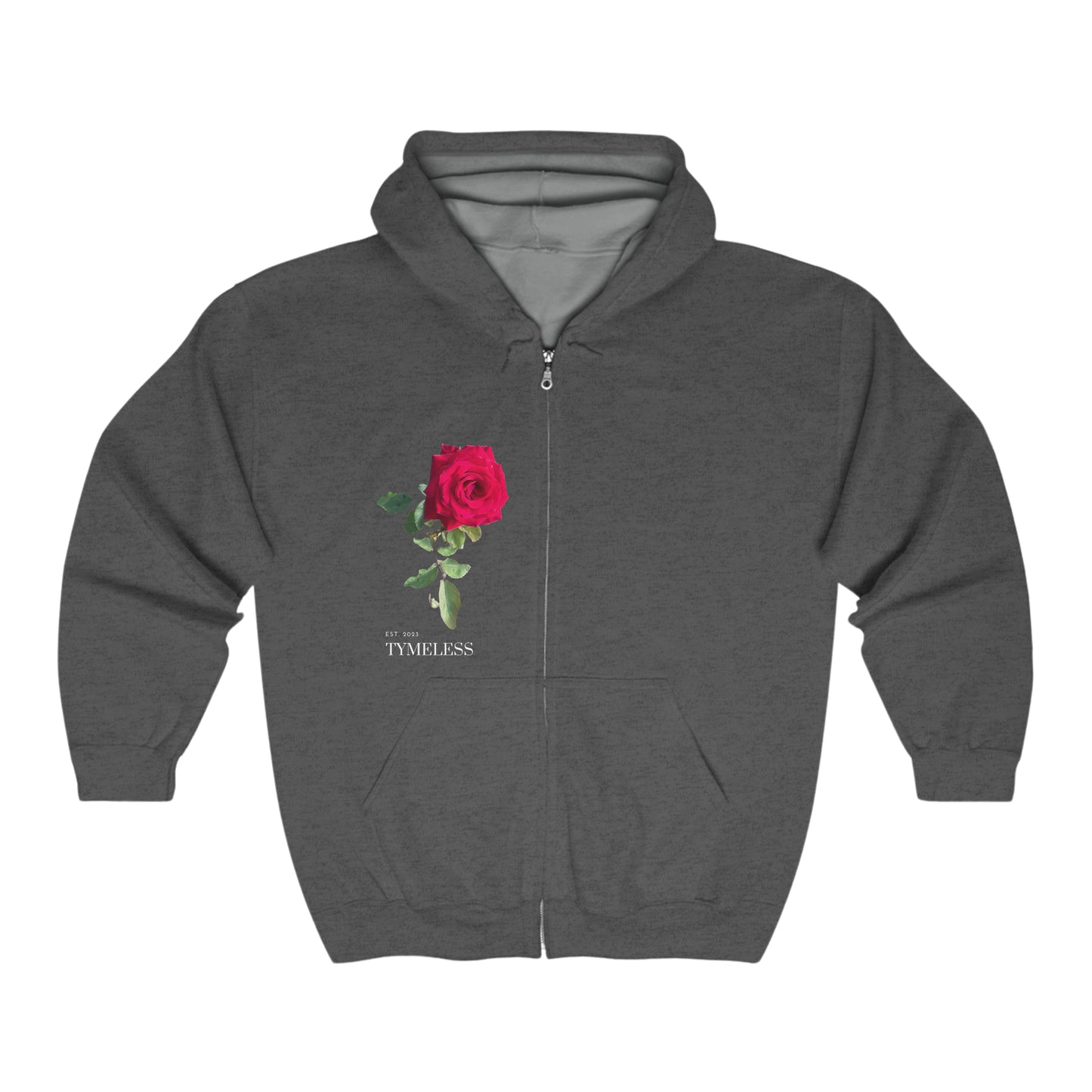 TymeLess Red Rose Women Zip Hooded Sweatshirt