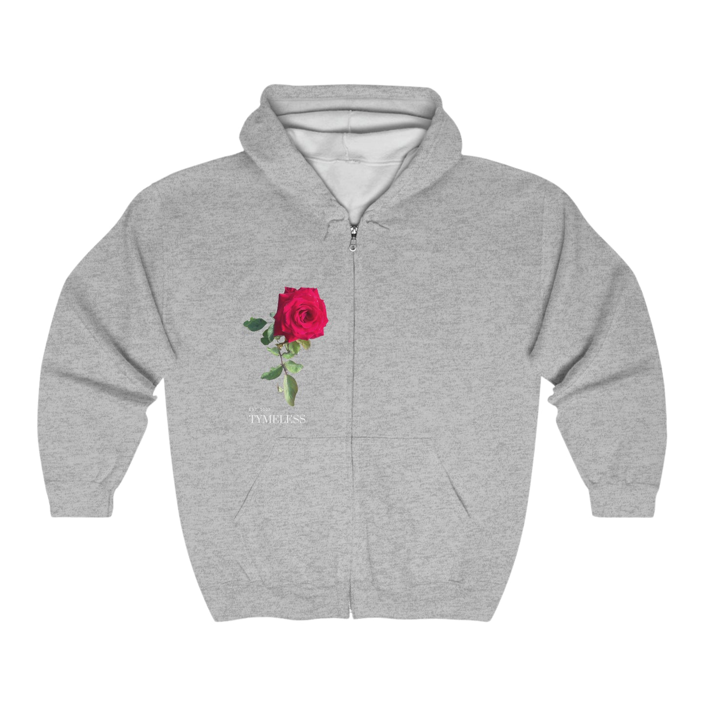 TymeLess Red Rose Women Zip Hooded Sweatshirt