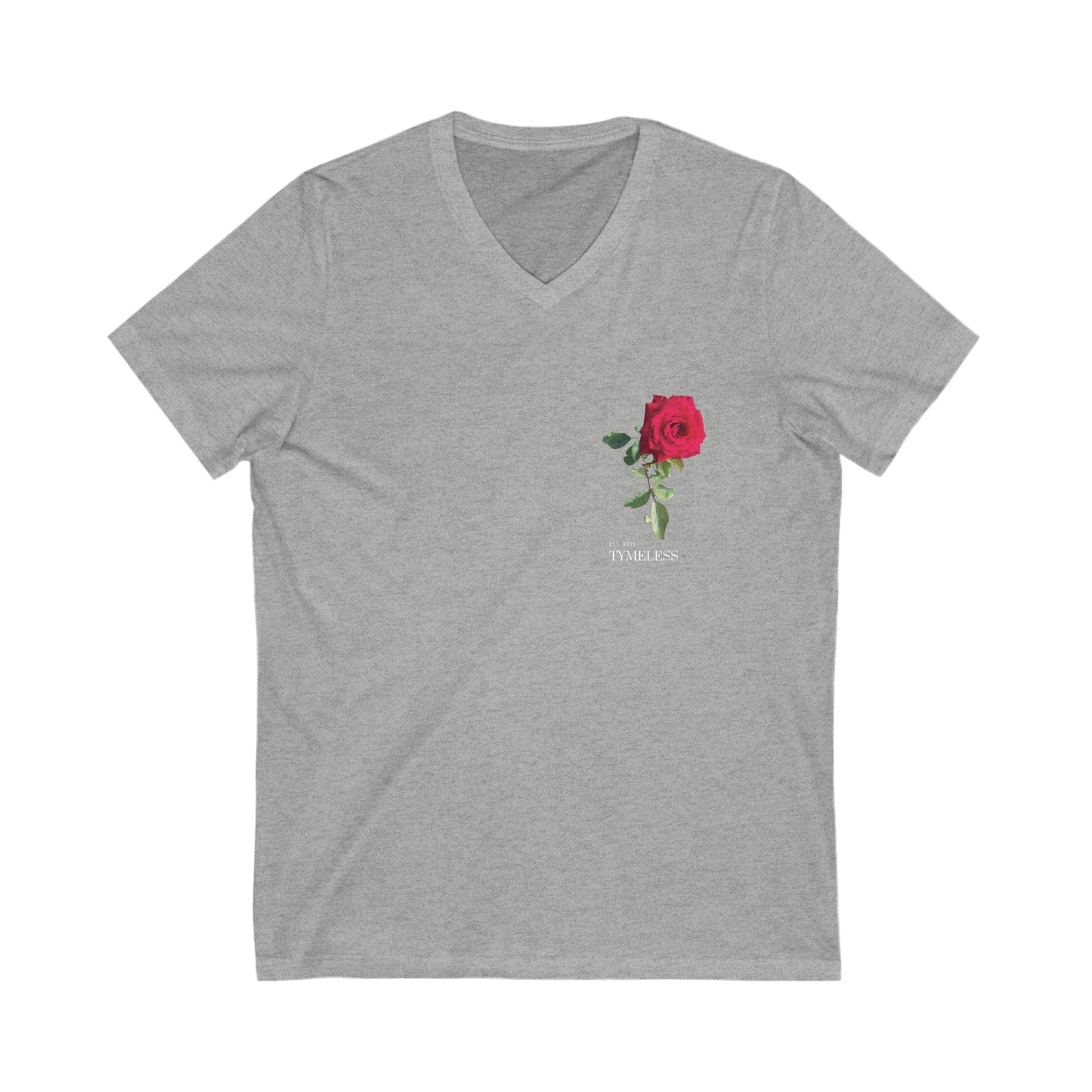 TymeLess Red Rose Men's Short Sleeve V-Neck Tee