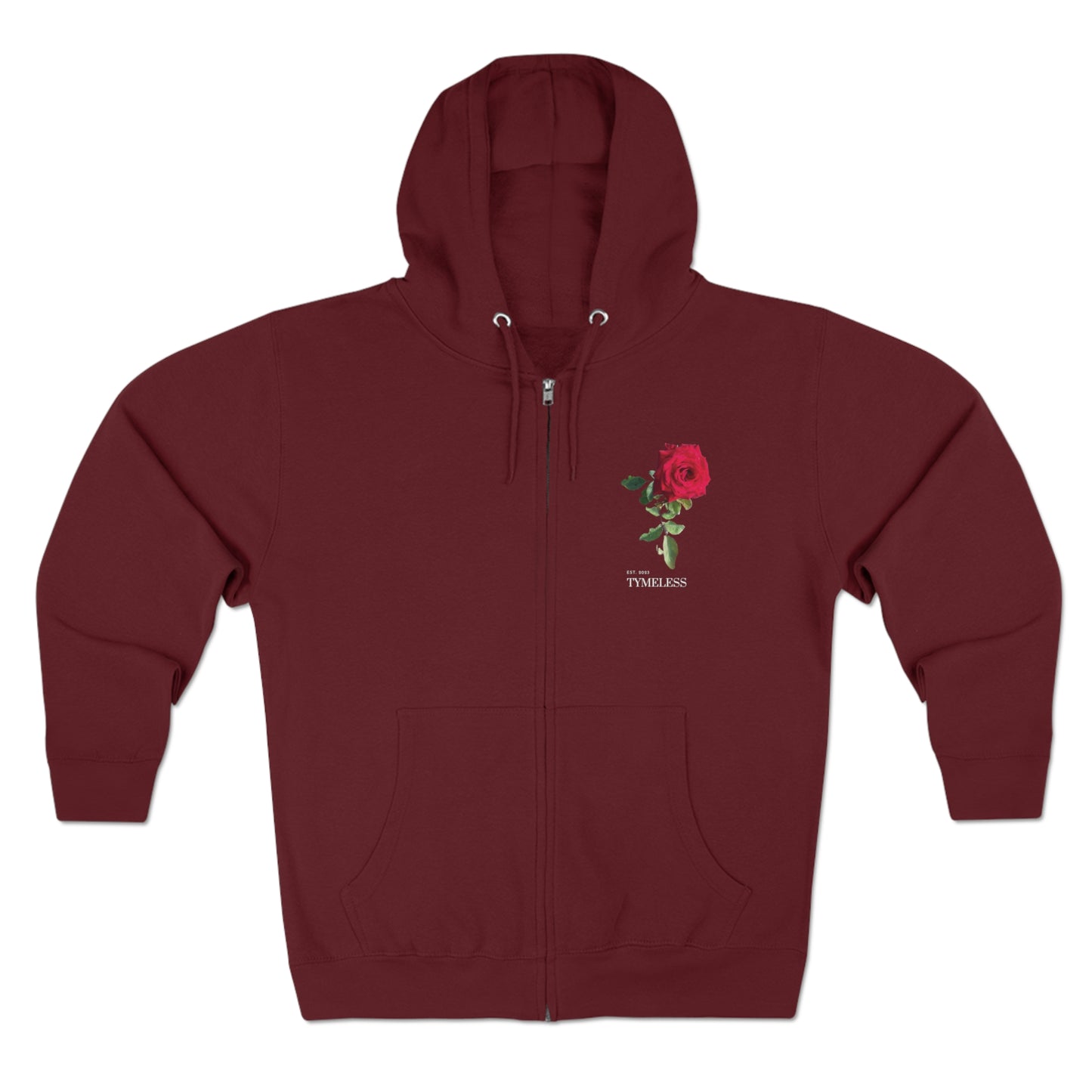 TymeLess Red Rose Men's Premium Zip Hoodie