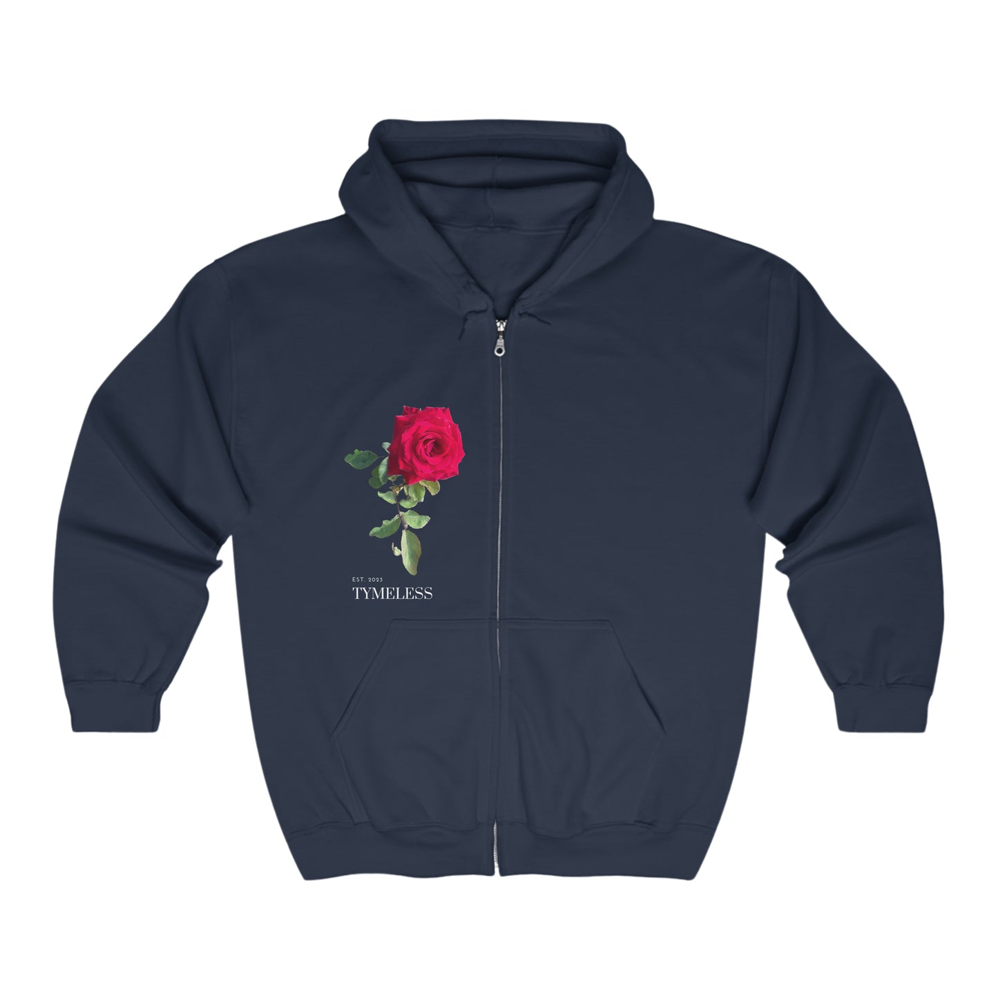 TymeLess Red Rose Women Zip Hooded Sweatshirt