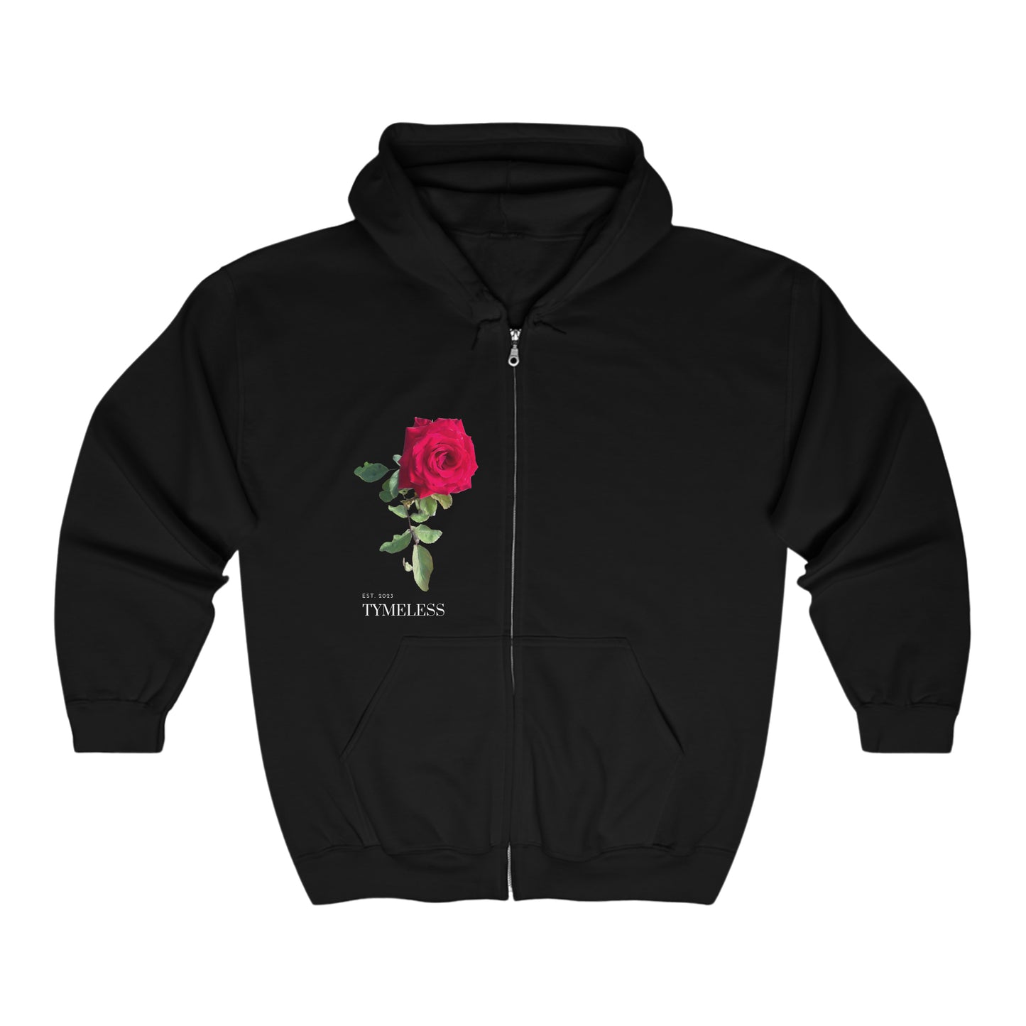 TymeLess Red Rose Women Zip Hooded Sweatshirt