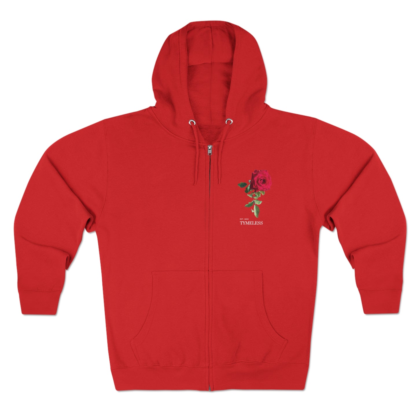 TymeLess Red Rose Men's Premium Zip Hoodie