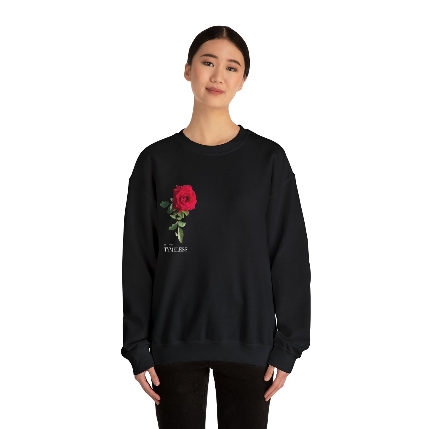 TYME LESS : Red Rose Women Crewneck Sweatshirt